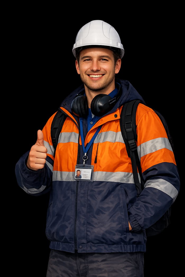 Professionnel du ferroviaire en tenue de securite haute visibilite